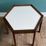 Scandinavian hexagonal side table stamped "Made in Denmark" 60s