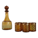 Vintage Bormioli Rocco service – carafe and 5 amber glasses