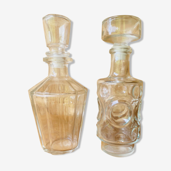 Set de 2 carafes vintage en verre