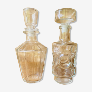 Set of 2 vintage glass decanters