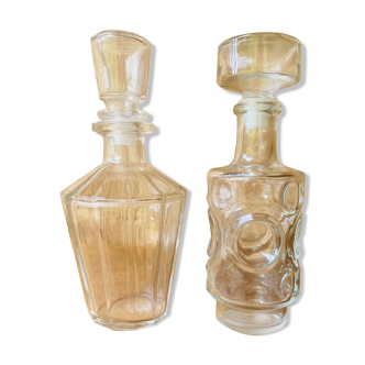 Set of 2 vintage glass decanters