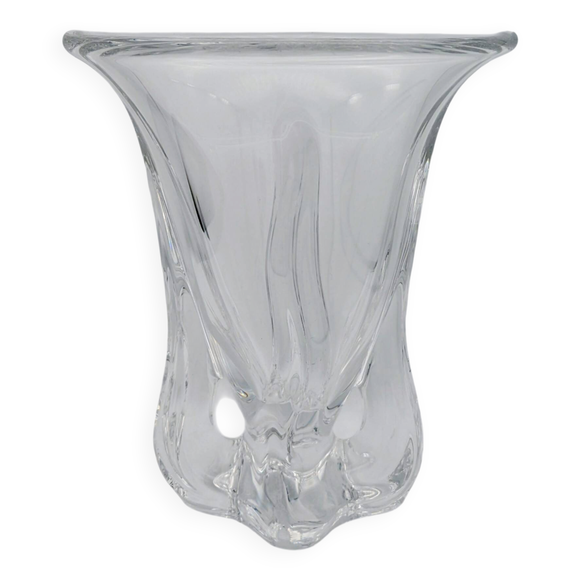 Large Pressed-Moulded Glass Vase "Swan" - Art Deco Style