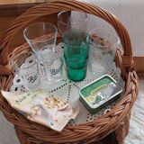 Desserte bar en osier vintage