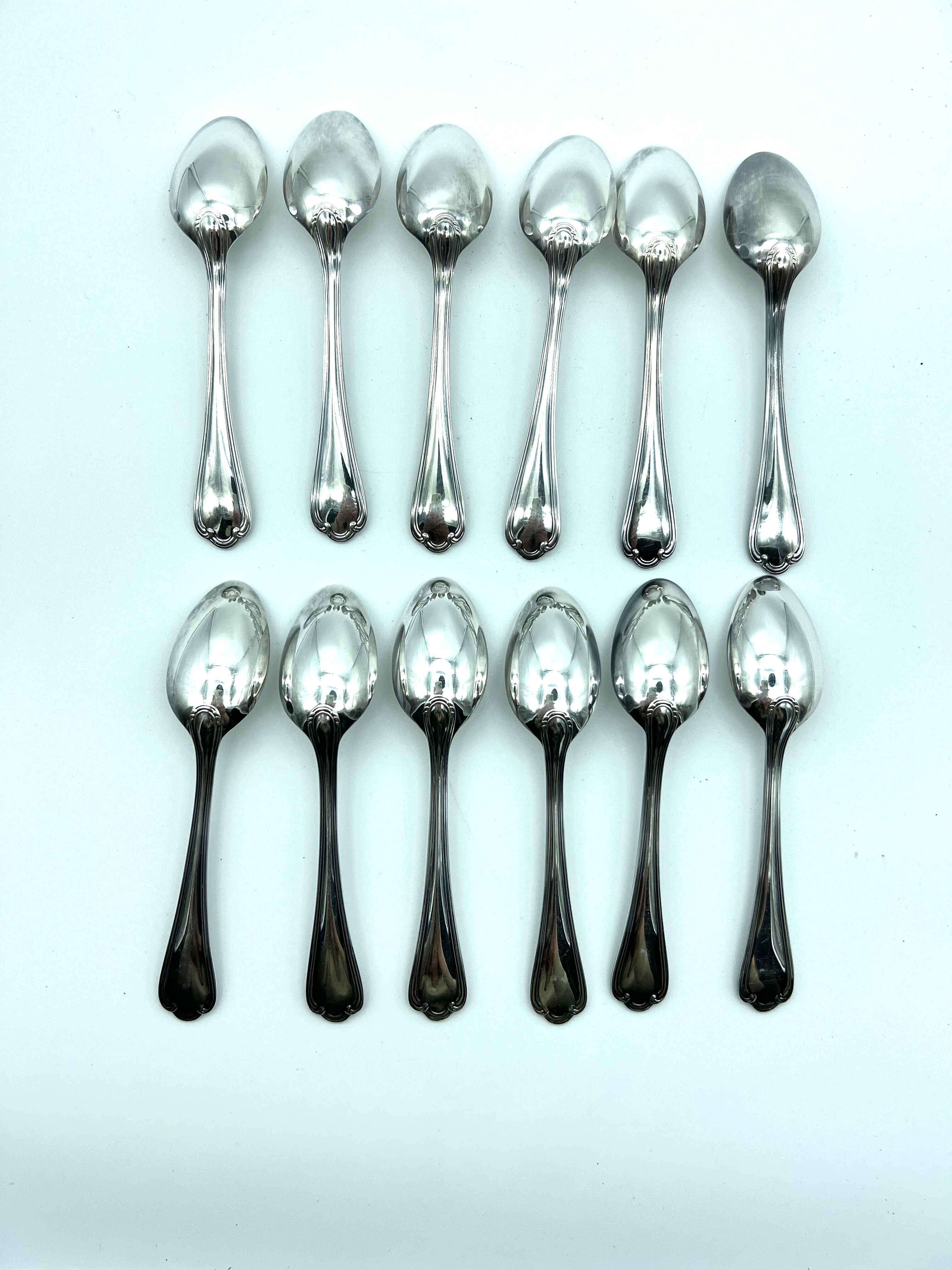 12 spoons dessert model sully silver metal in a case