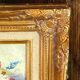 Still life, painting on hardboard, wooden and stucco frame.