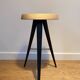 Mexican stool 531 Charlotte Perriand Natural oak and black legs, new