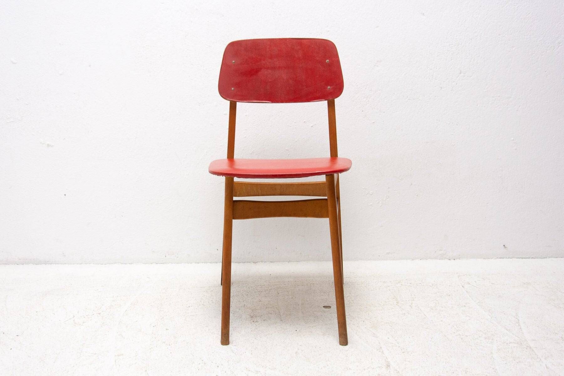 Mid-century colour chair, vintage wooden accent seating, 1960s