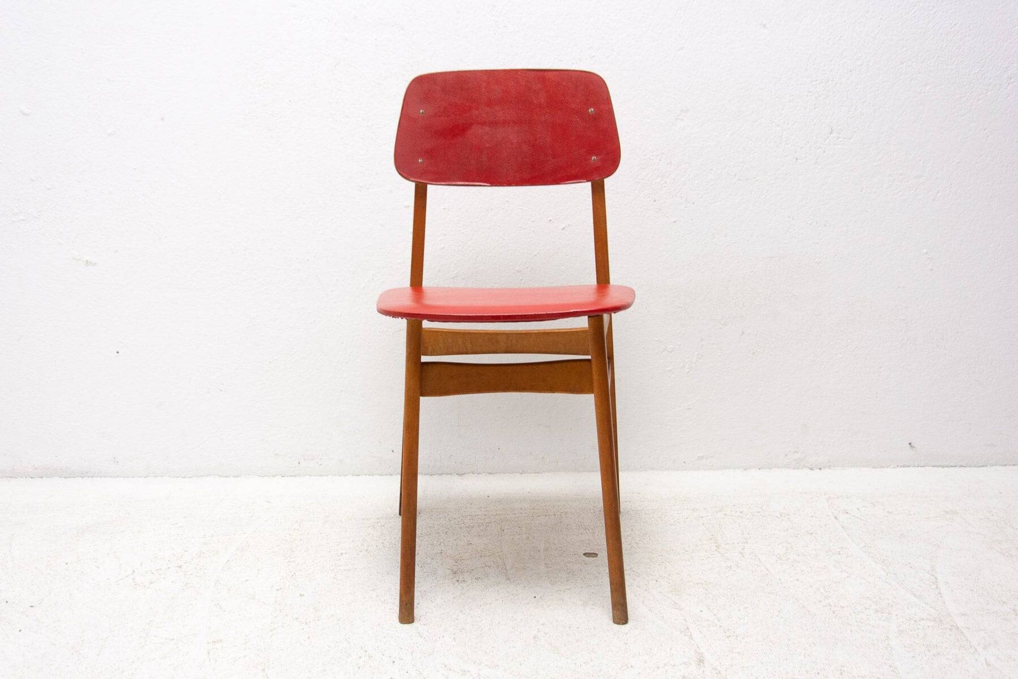 Mid-century colour chair, vintage wooden accent seating, 1960s