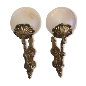 Paire d'appliques en - verre