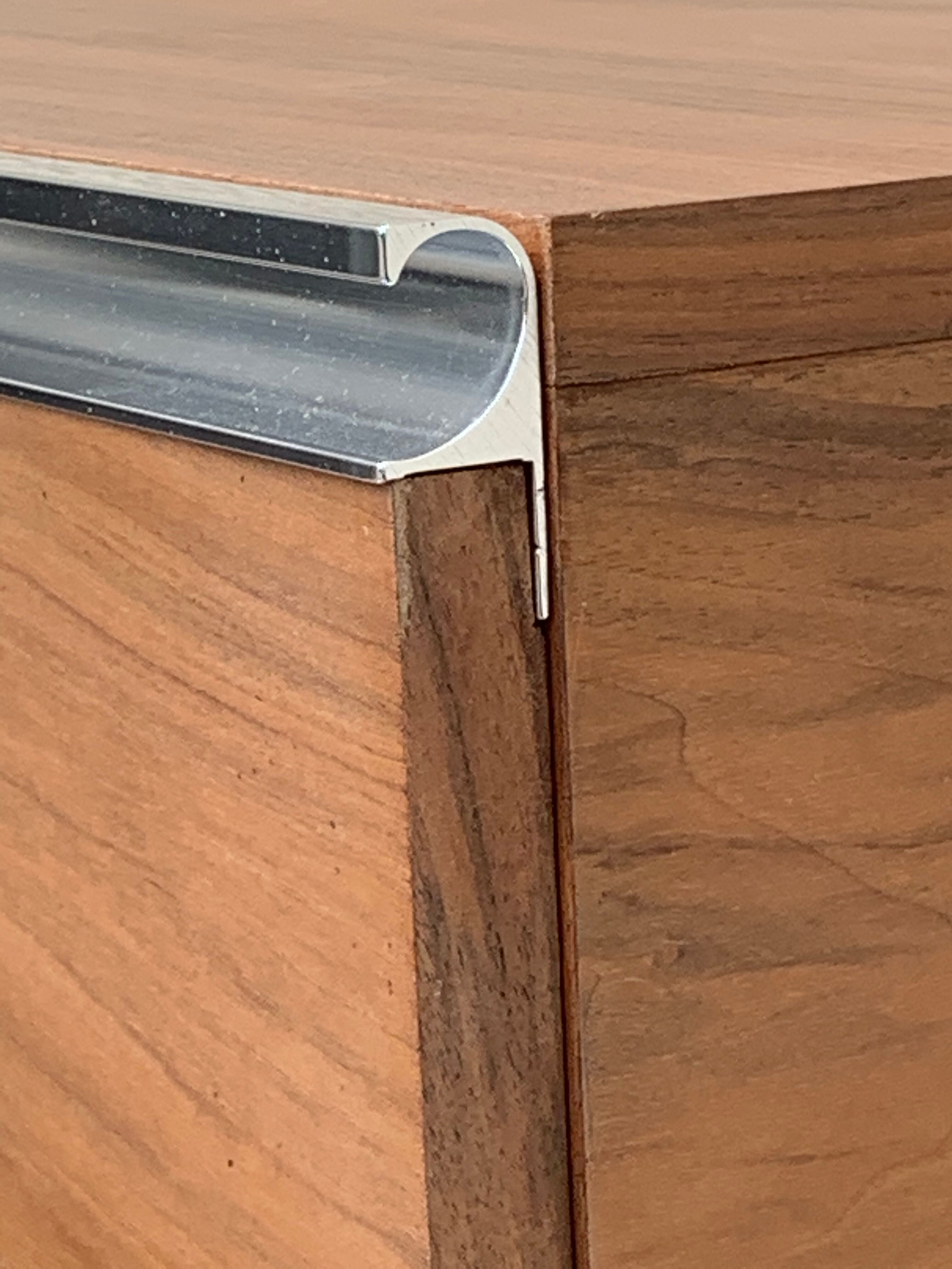 Vintage rosewood chest of drawers aluminum and chrome 1960