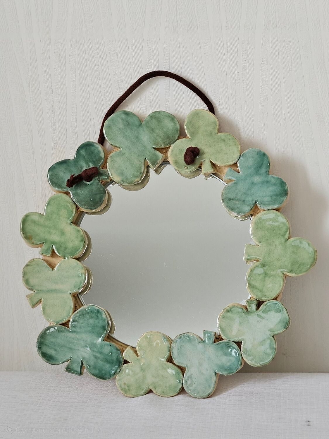Ceramic mirror with clovers