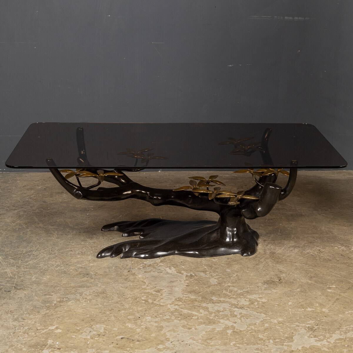Striking mid 20thc belgian bonsai tree coffee table, willy daro c.1970