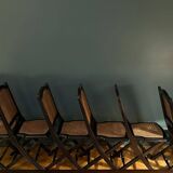 Set of 6 Roche Bobois folding chairs cannage dining room