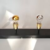 Applique 4 lumières orientables en métal noir et douilles en laiton doré
