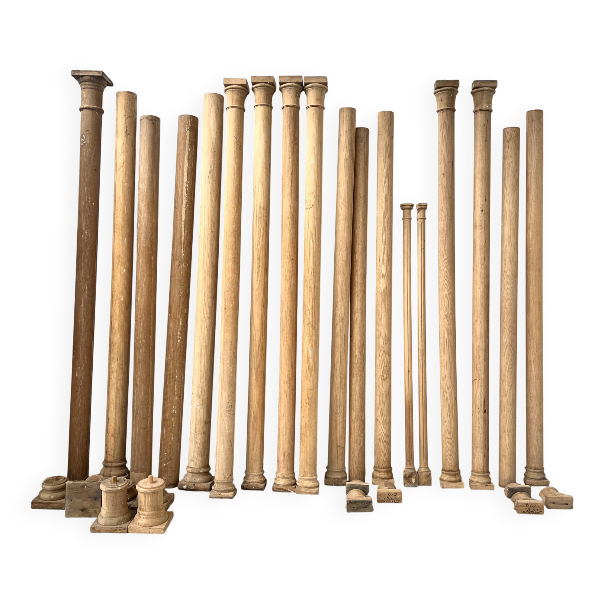 Set of solid oak columns and half-columns
