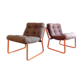 Duo of tubular armchairs 1970