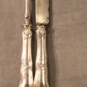 Cutting service knife handles silver Minerve style Rocaille Louis XV