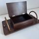 Vintage 1960 cigarette holder wooden metal copper - 31 x 15 cm