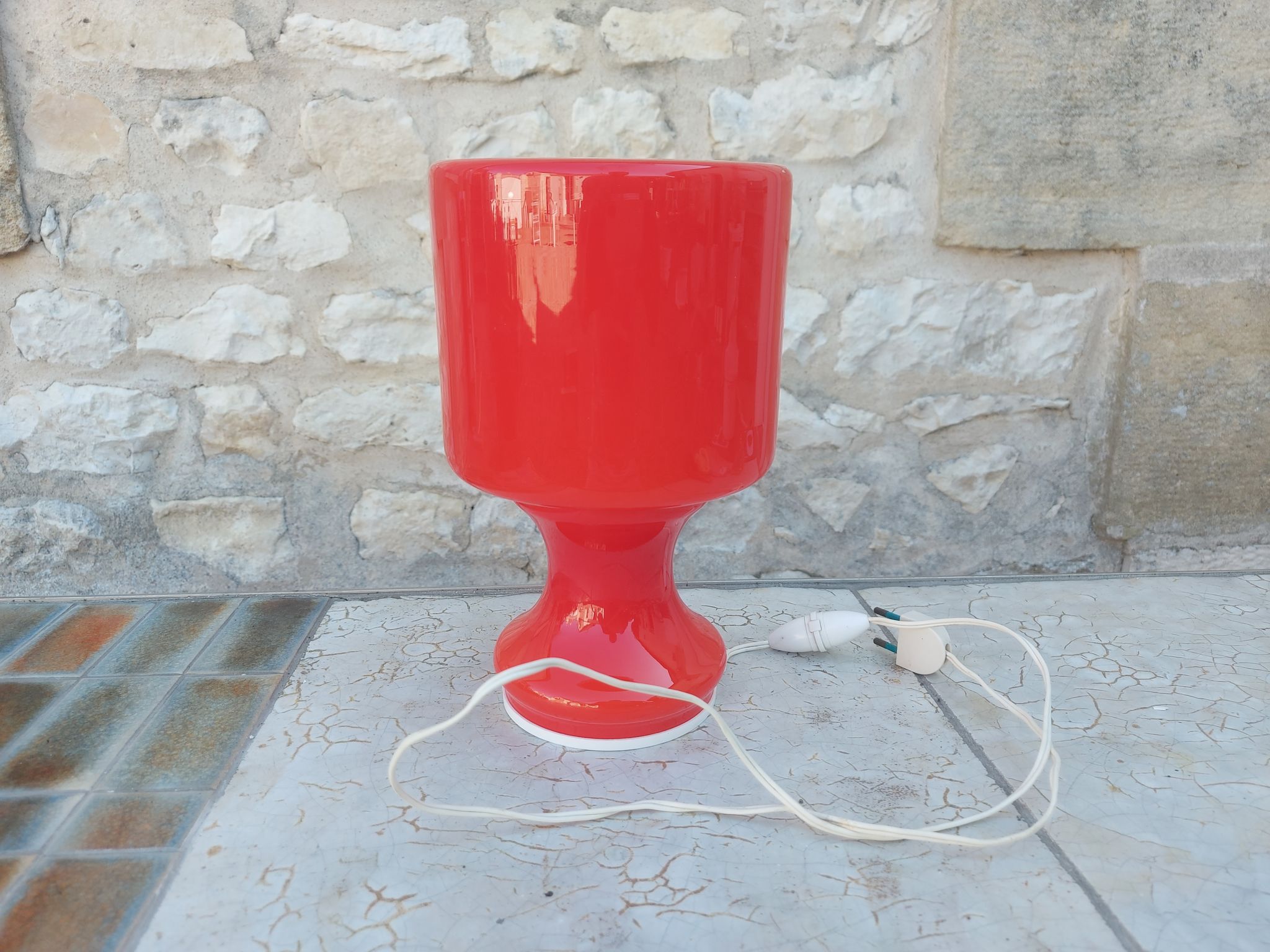 Vintage red opaline lamp from the 70'S