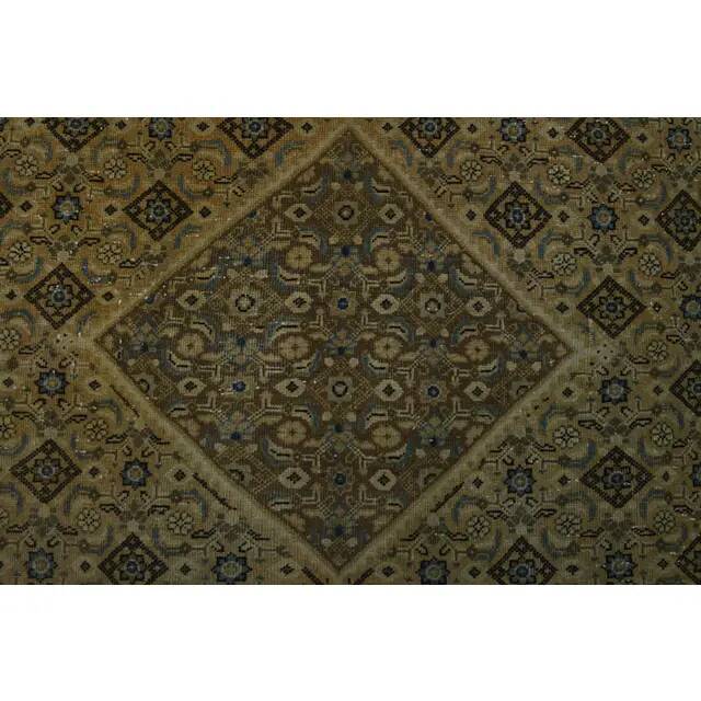 1970s Vintage Persian Handmade Wool Cotton Brown Area Rug 292x392