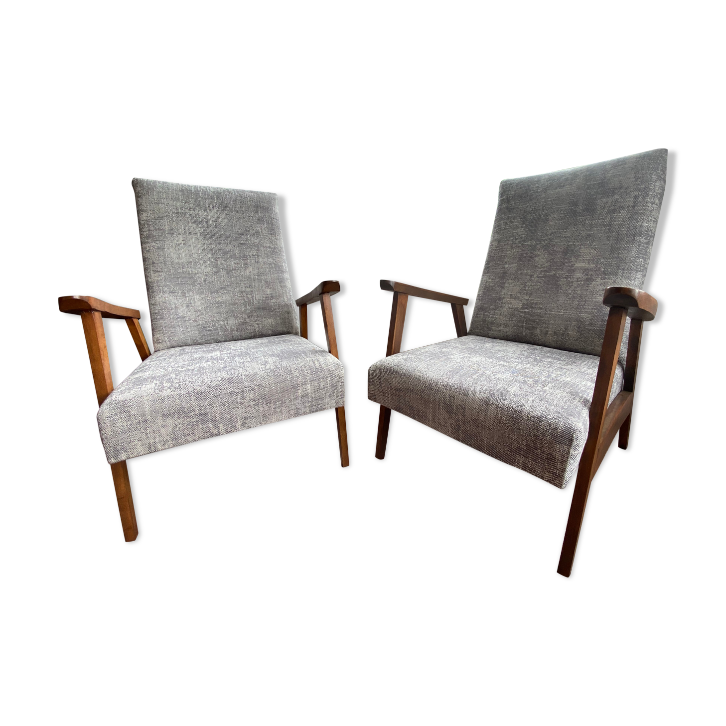 Pair of Scandinavian feet compasses armchairs