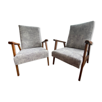 Pair of Scandinavian feet compasses armchairs