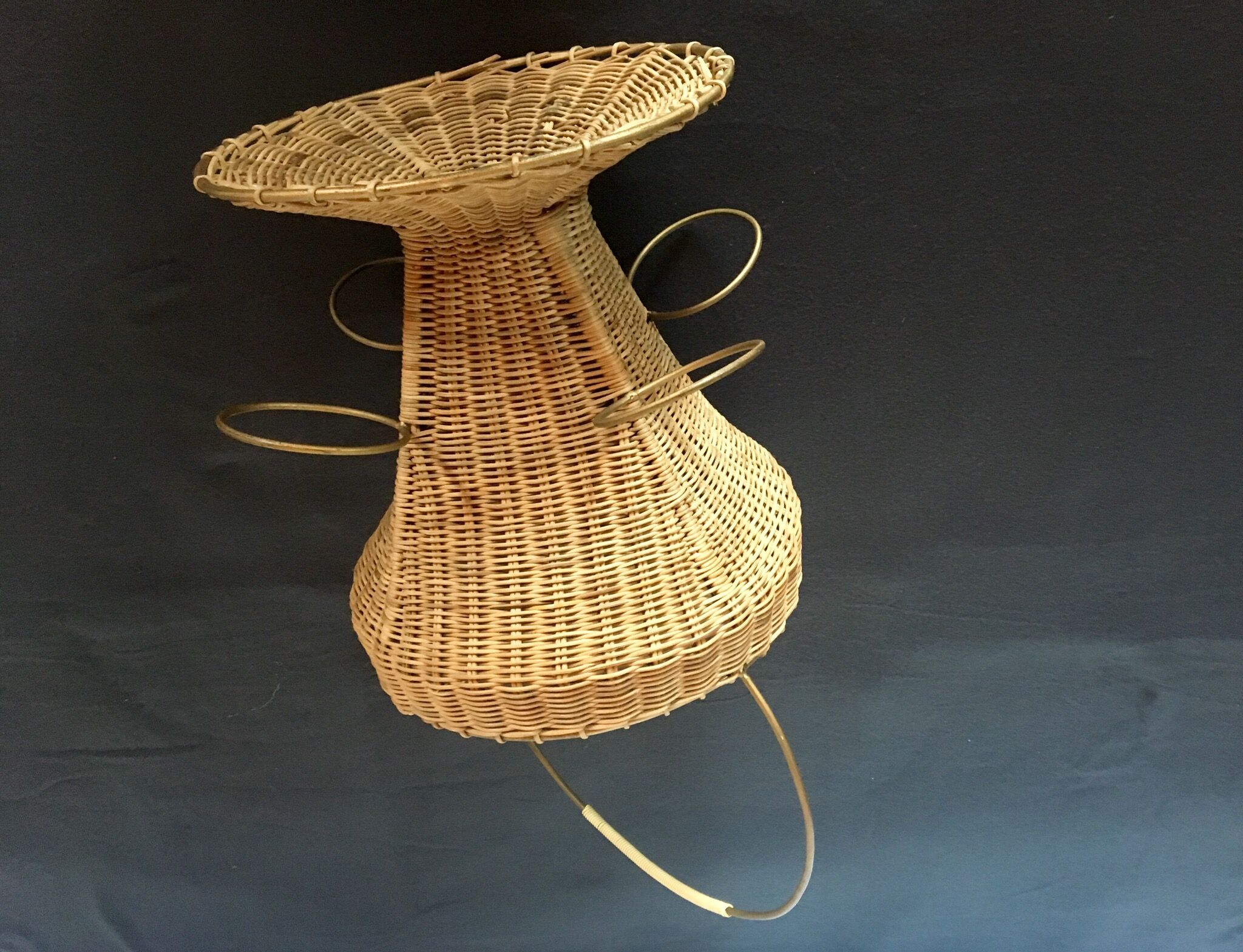 Portable bar 1960 rattan and scoubidou