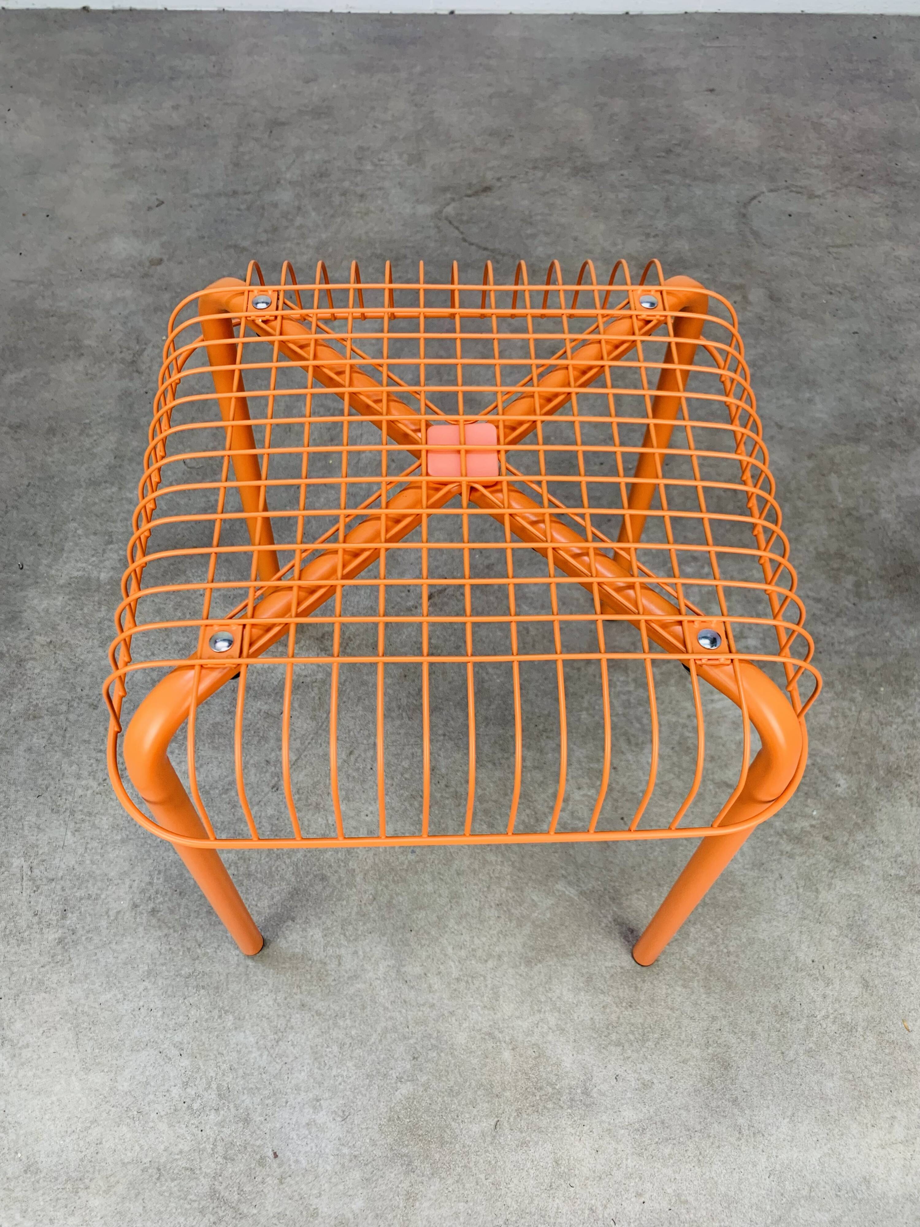 Vintage Ikea Vasteron stool, orange steel wire, 1990s