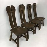 Set of 4 Belgian Brutalist Dining Chairs from De Puydt, 1970’s