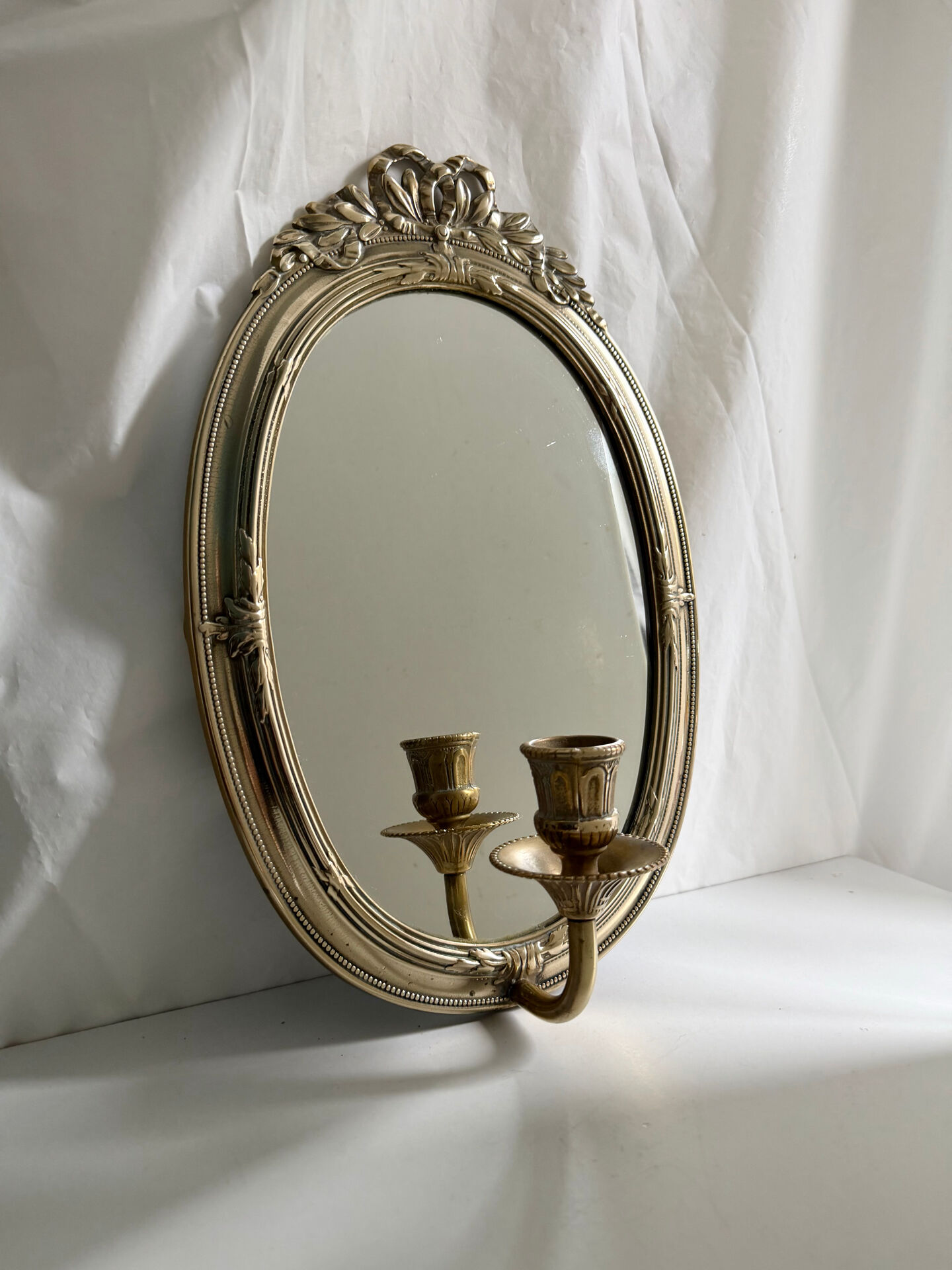 Grand porte-bougie mural vintage en miroir