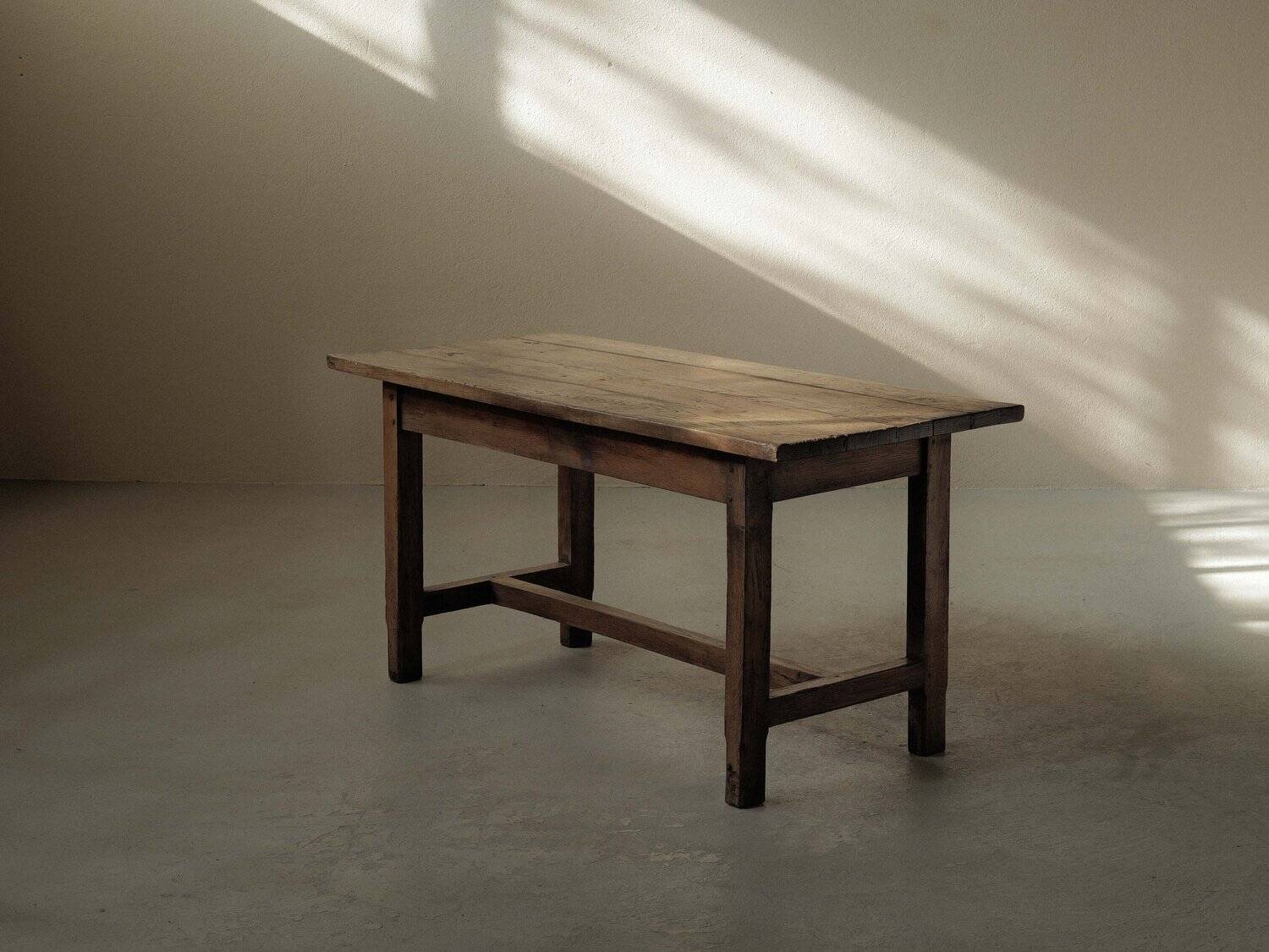 Handcrafted solid oak farmhouse table – France, 1950s
