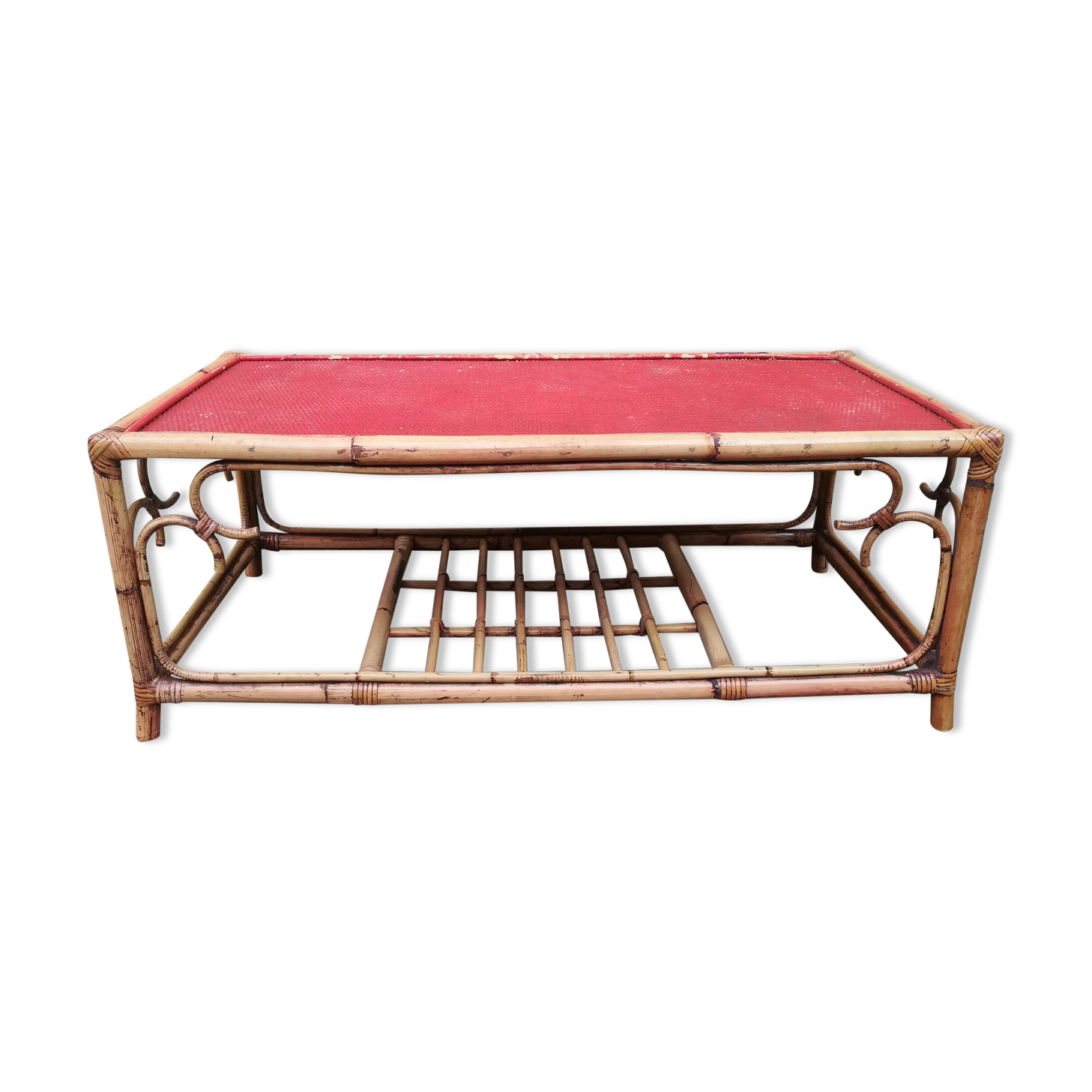 Rattan and bamboo coffee table