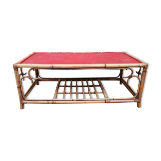 Rattan and bamboo coffee table