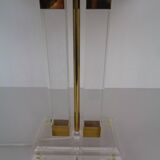Hollywood Regency Acrylic Glass & Brass Table Lamp, Italy, 1970s
