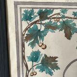 Watercolor decorated with leaves made by Renée Billette in 1912