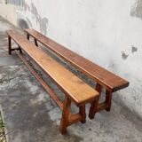 Pair of old oak farm benches -2m75