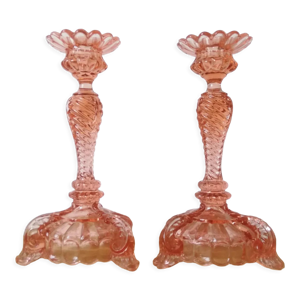 Paire de bougeoirs rosaline