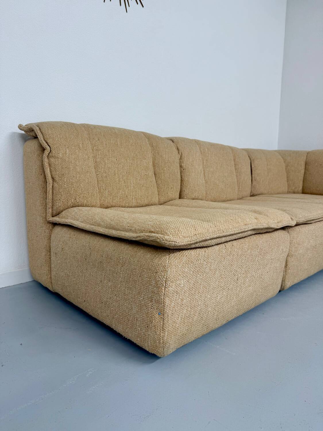 Modular sofa in beige fabric, 70s, 5 elements