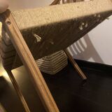 Restored wooden armchair - seat in woven jute