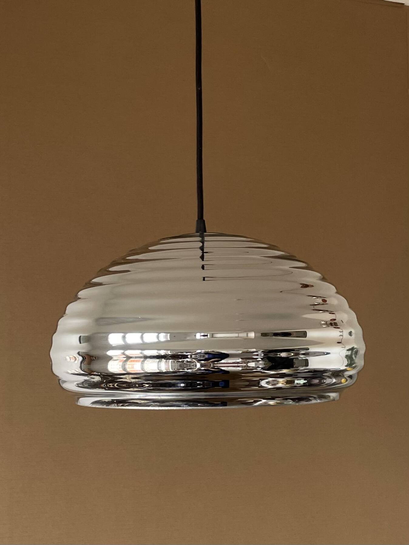 Vintage silver glass pendant light