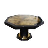 Table de salle à manger de forme hexagonale laquée noire