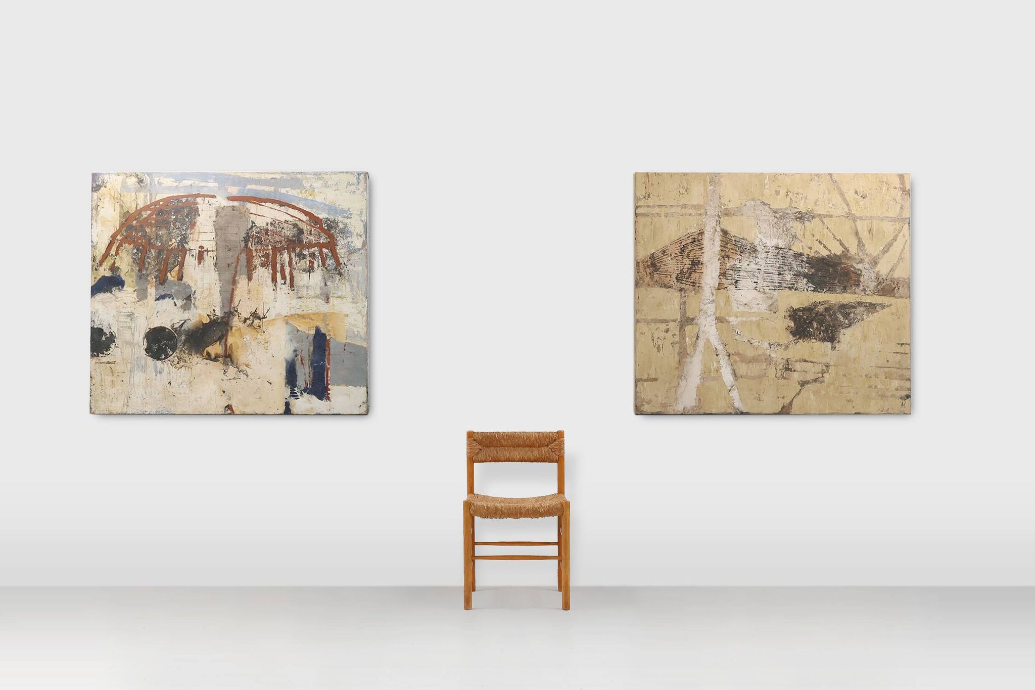 Ensemble de 2 peintures abstraites intitulées « Fyrhat » de l'artiste belge Nico de G
