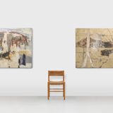 Set of 2 abstract paintings titled “Fyrhat” by the Belgian Artist Nico de G