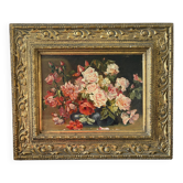Bouquet of roses, oil on framed panel