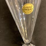 6 champagne flutes Cristal d'Arques, model Pyramide in crystal, 1980