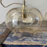 Set of three glass hanging lamps
