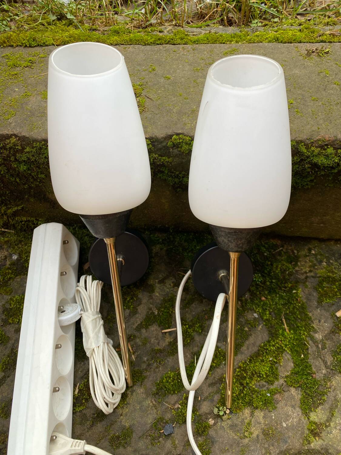 Pair of opaline wall lights from Maison Arlus circa 1950