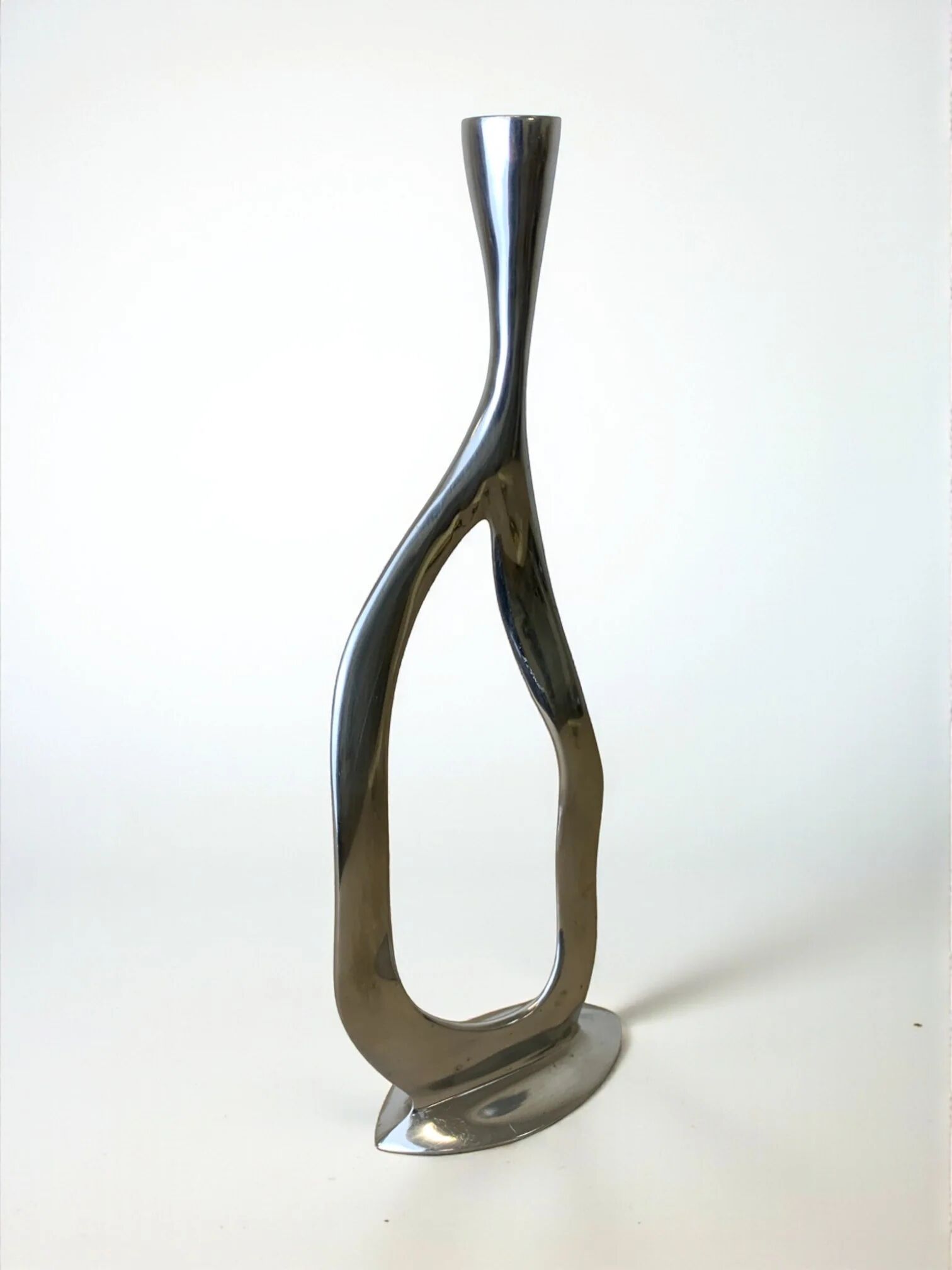 Biomorphic candleholder, solid aluminium, 1970s