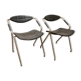 Pair of chairs "Rugby" design Gilbert Steiner, Steiner edition