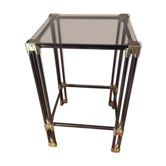 Vintage metal side table and smoked glass